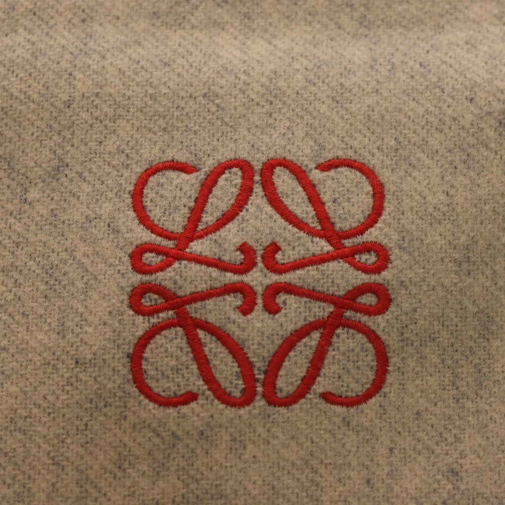 LOEWE(ロエベ) アナグラム ロゴ フリンジ マフラー アイボリー クリーム コットン×カシミヤ レディース