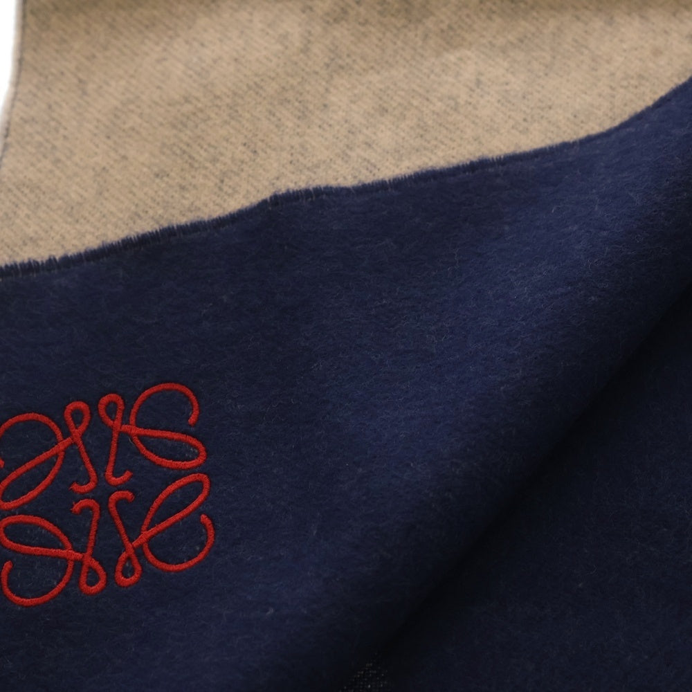 LOEWE(ロエベ) アナグラム ロゴ フリンジ マフラー アイボリー クリーム コットン×カシミヤ レディース