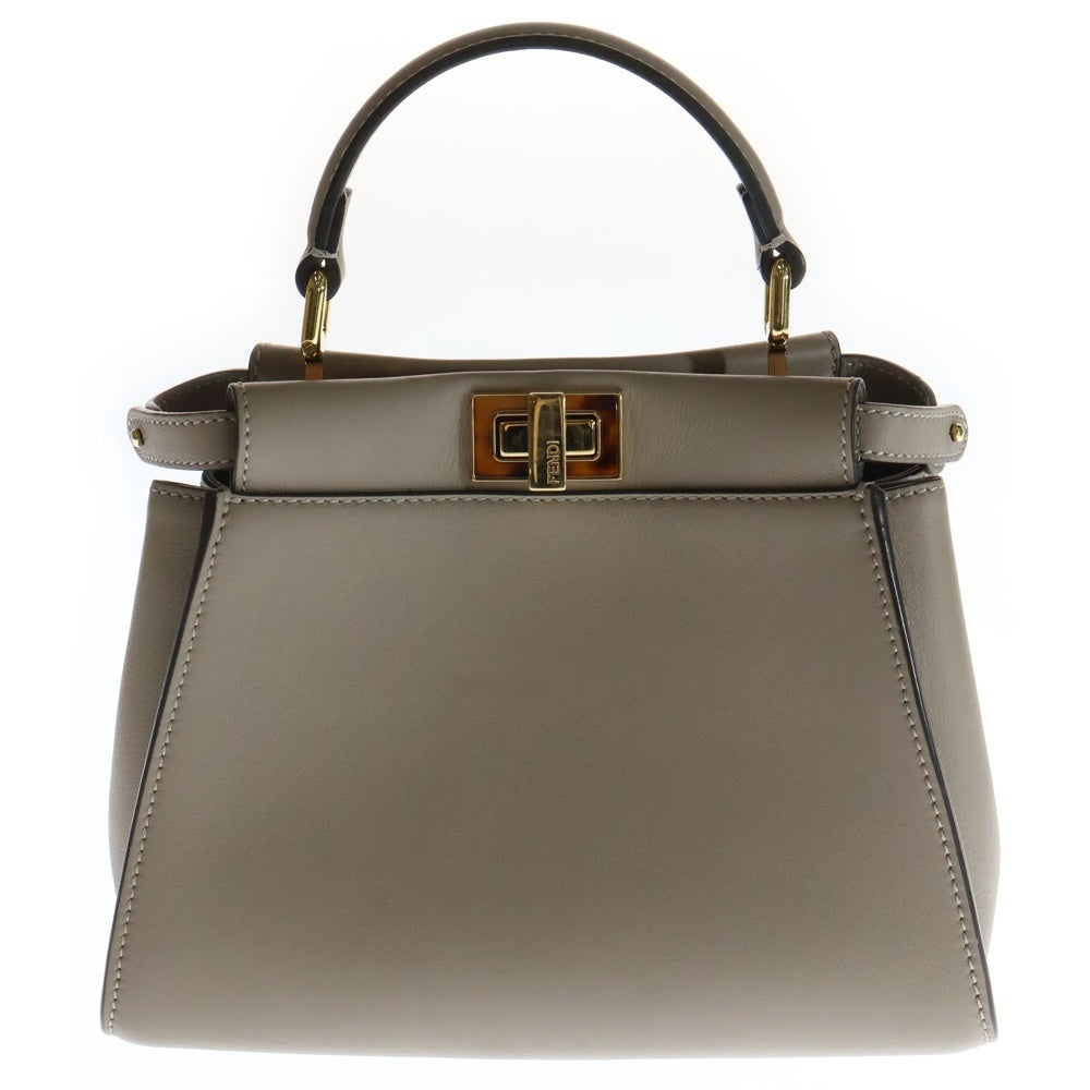 FENDI(フェンディ) ピーカブー ミニ ハンドバッグ ベージュ カーフレザー 8BN244AF2JF0E65 ゴールド金具