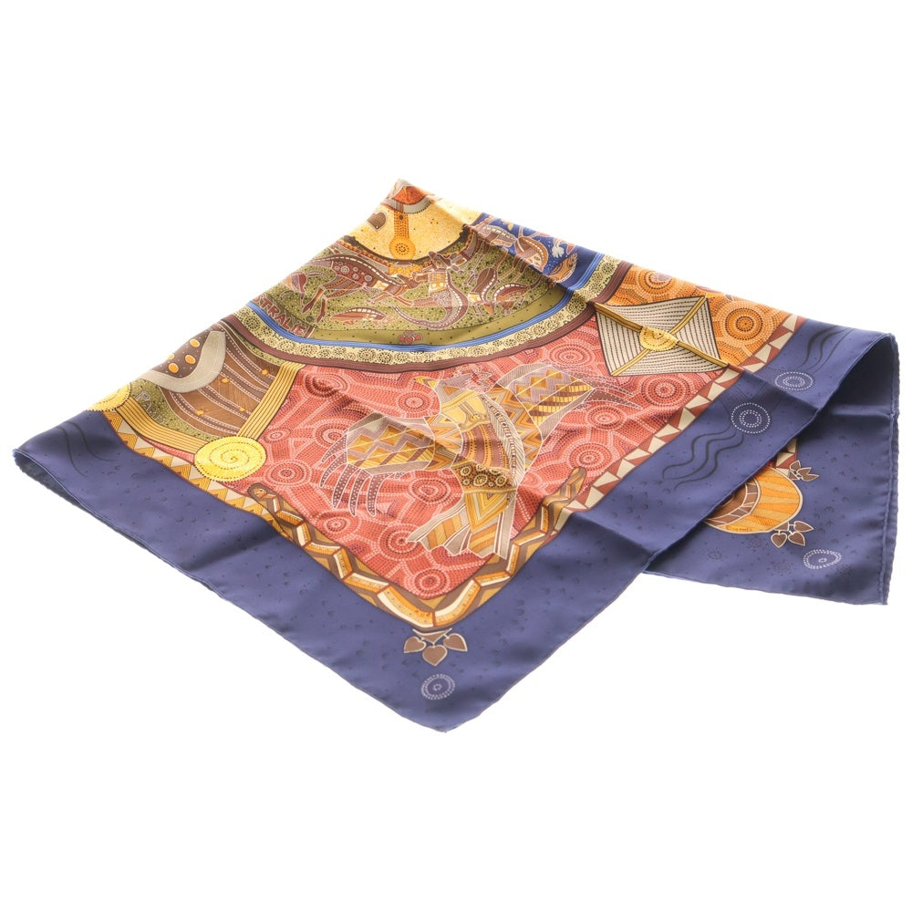 HERMES(エルメス) カレ90 REVE D'AUSTRALiE シルクスカーフ レッド×ネイビー レディース