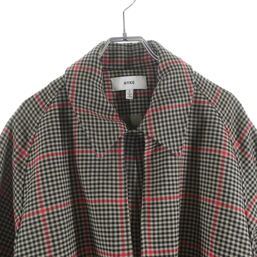 HYKE(ハイク) 21AW PLAID DOUBLE FACE TRENCH COAT ガンクラブチェックベルト付トレンチコート ブラウン 212-17304 022 レディース