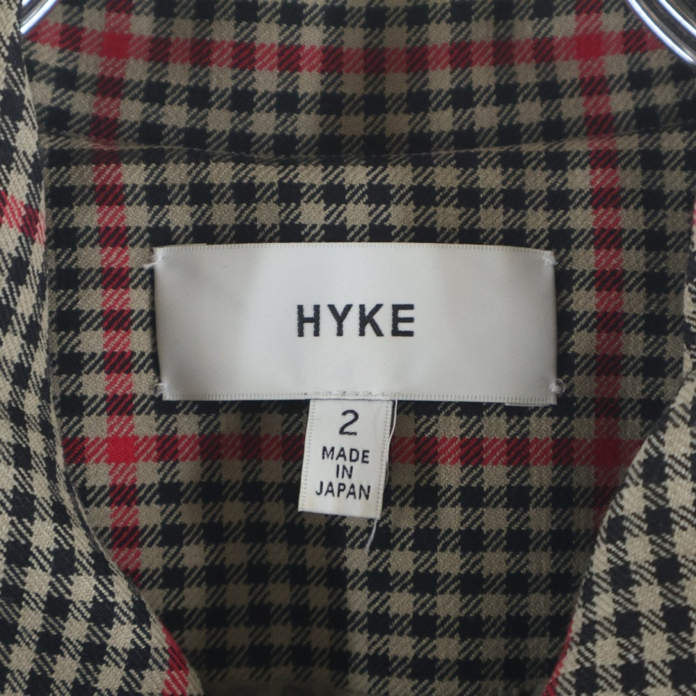 HYKE(ハイク) 21AW PLAID DOUBLE FACE TRENCH COAT ガンクラブチェックベルト付トレンチコート ブラウン 212-17304 022 レディース
