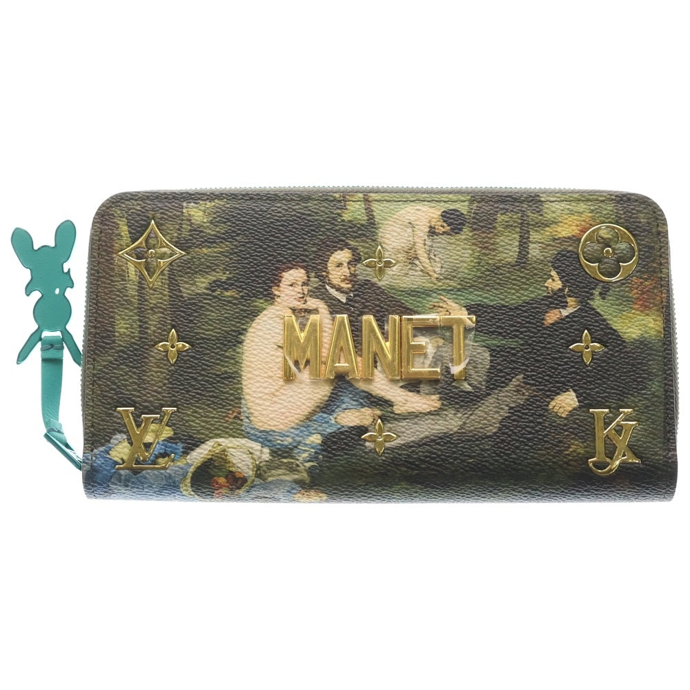 LOUIS VUITTON(ルイヴィトン) マスターズコレクション MANET マネ ジッピーウォレット モノグラム 長財布 ゴールド金具 マルチ/グリーン M64602 レディース