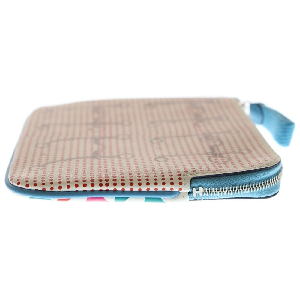 HERMES(エルメス) カレ ポケットポーチ 小物入れ レザー マルチカラー ホワイト×レッド D刻印 シルバー金具 レディース