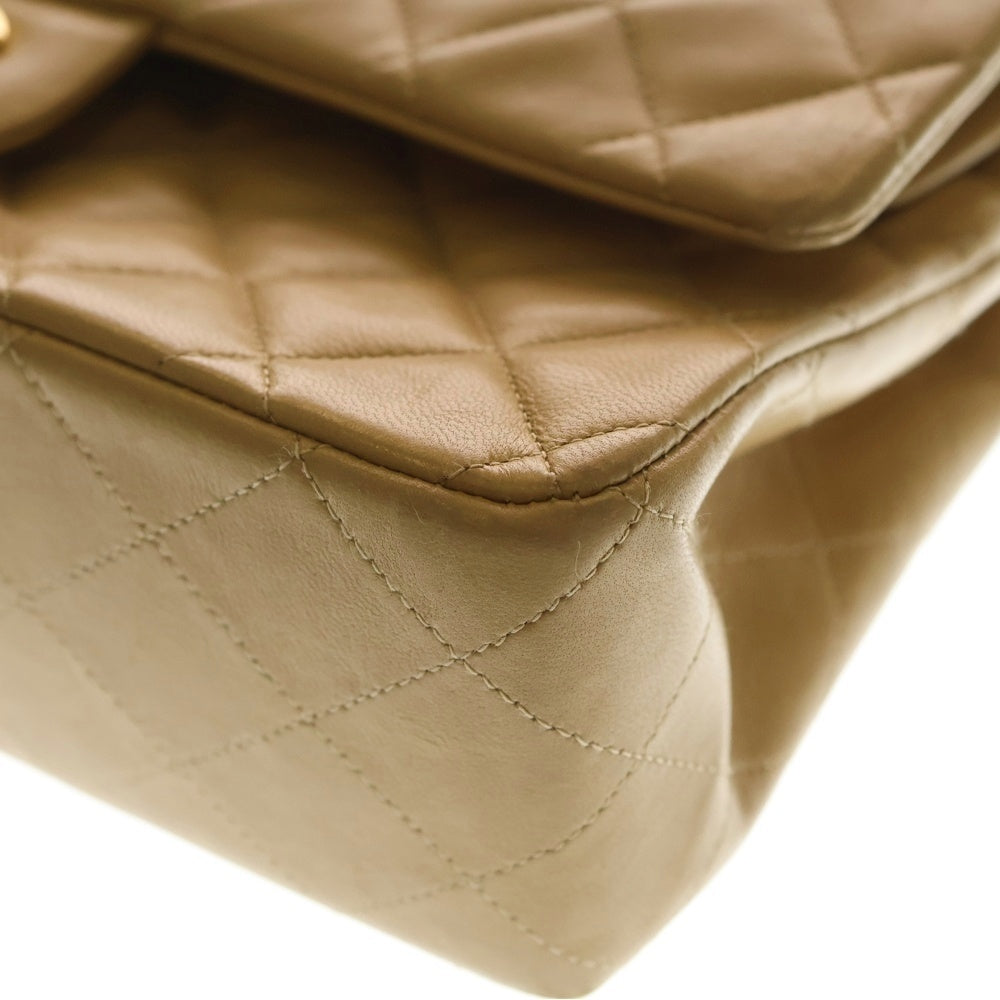 CHANEL(シャネル) マトラッセ 25 ダブルフラップ ベージュ ラムスキン ショルダーバッグ ゴールド金具 レディース