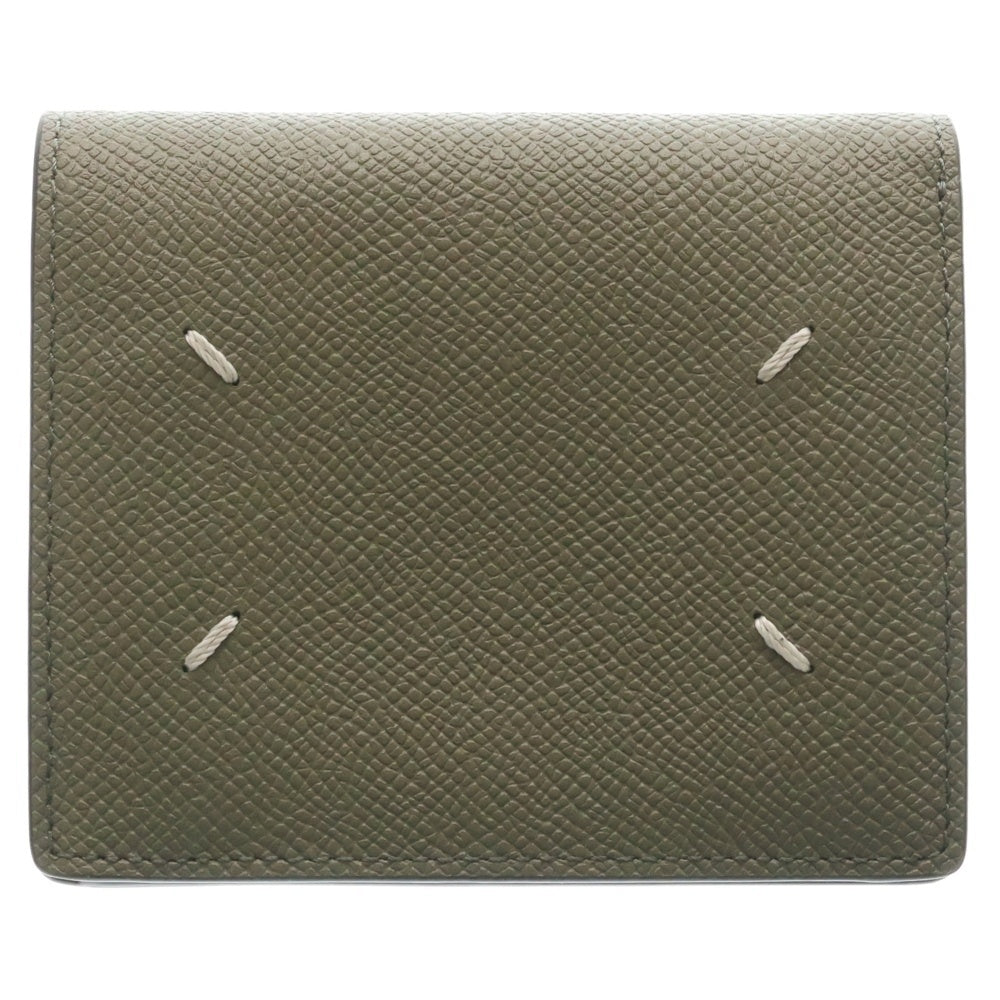 MM6 Maison Margiela(エムエムシックスメゾンマルジェラ) 4ステッチ スモールバイフォールドウォレット レザー二つ折り財布 グリーン SA3UI0007 レディース