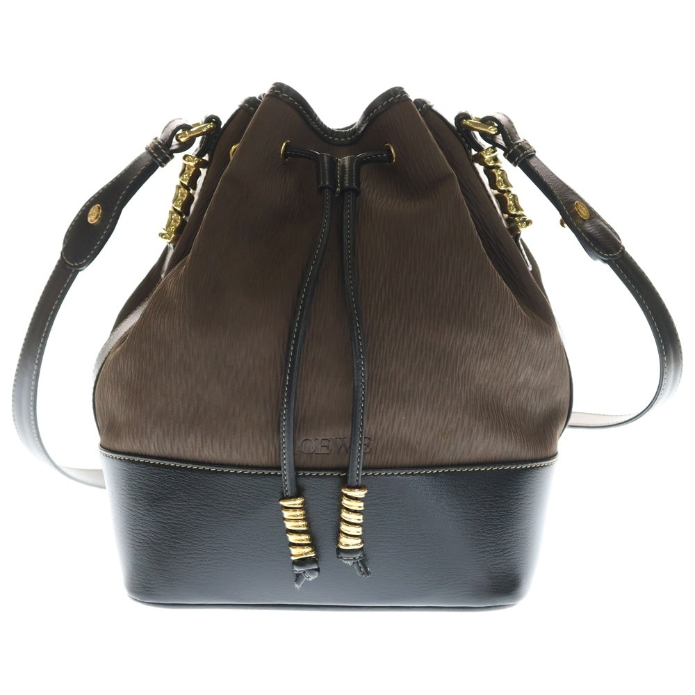 LOEWE(ロエベ) ベラスケス バケットレザーショルダーバッグ ブラウン×ブラック GD金具 レディース