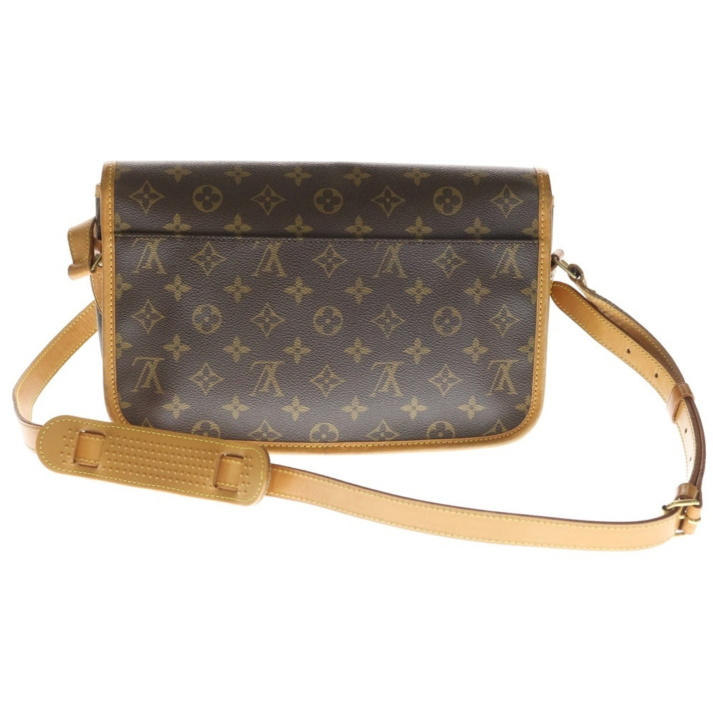 LOUIS VUITTON(ルイヴィトン) モノグラム ジベシエールMM ショルダーバッグ ブラウン レザー×PVC M42247 ゴールド金具 レディース
