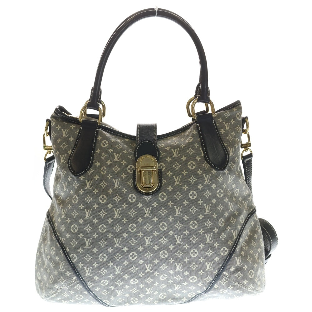 LOUIS VUITTON(ルイヴィトン) モノグラム イディール エレジー ハンドバッグ トートバッグ ネイビー レザー×キャンバス M56697 ゴールド金具