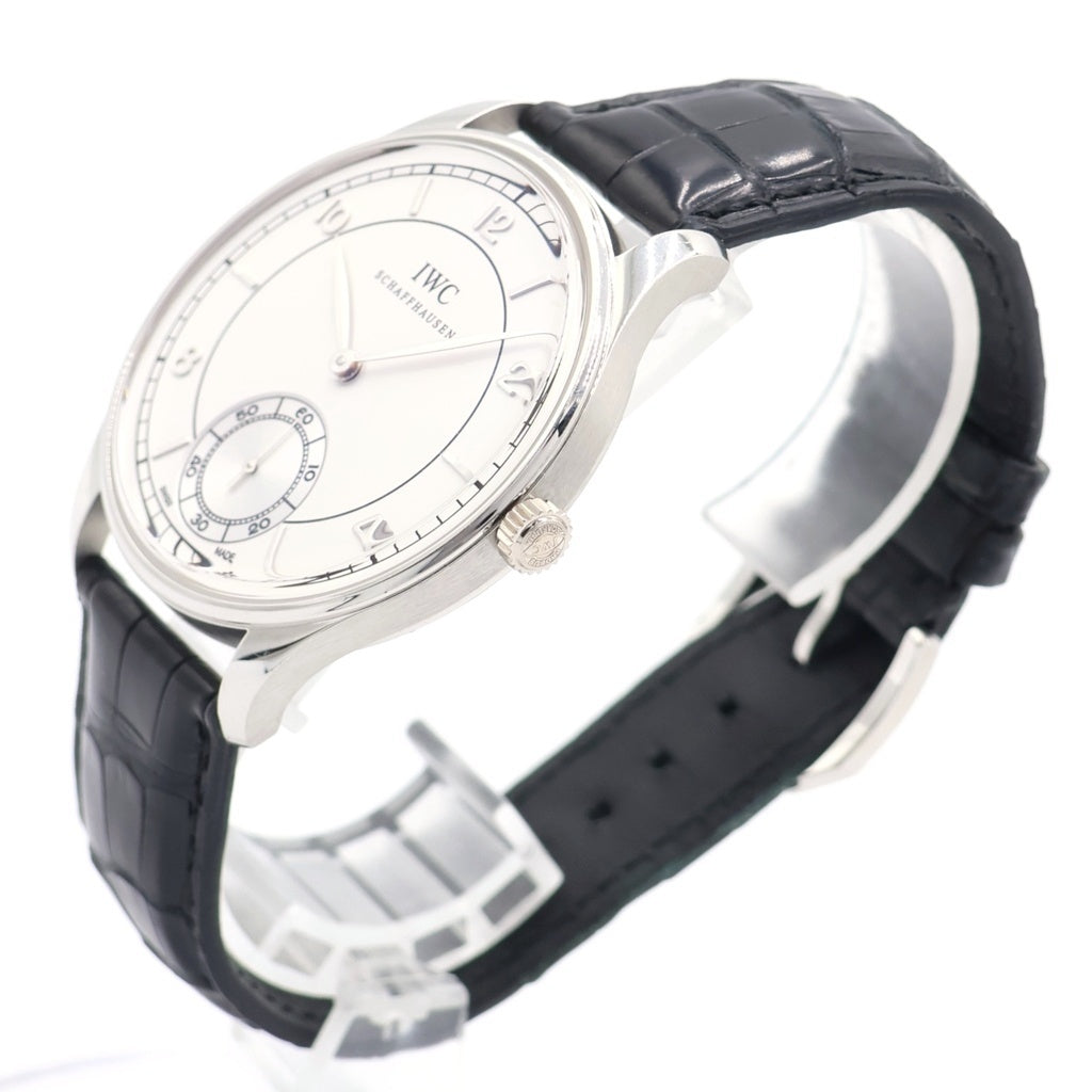 IWC(アイダブリューシー) ポルトギーゼ ハンドワインド ヴィンテージ 8デイズ 白文字盤 レザーベルト 手巻き 腕時計 プラチナ/ブラック IW544505