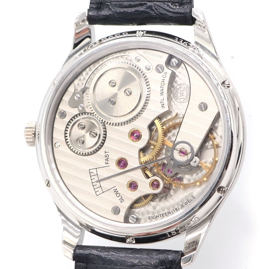 IWC(アイダブリューシー) ポルトギーゼ ハンドワインド ヴィンテージ 8デイズ 白文字盤 レザーベルト 手巻き 腕時計 プラチナ/ブラック IW544505