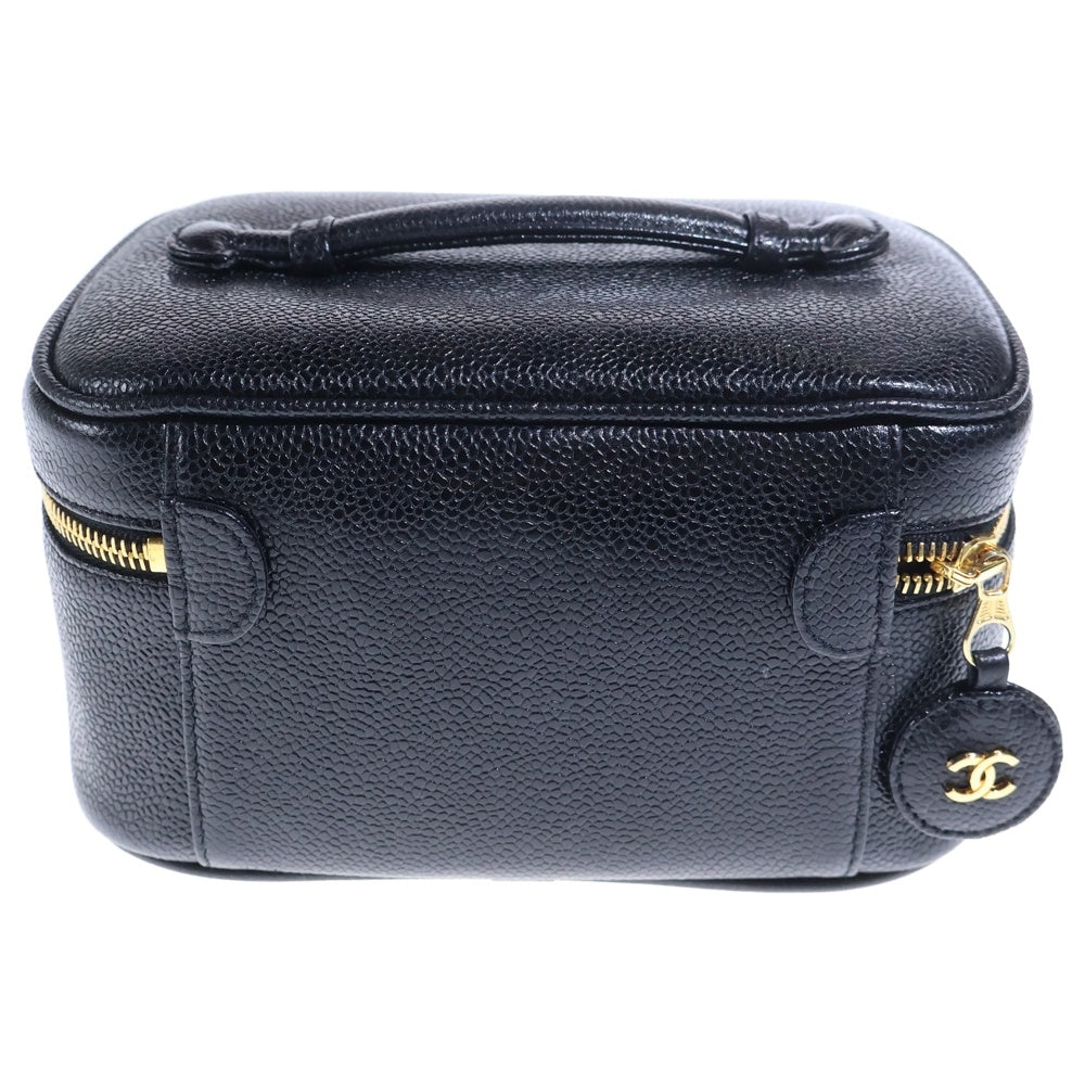 CHANEL(シャネル) バニティバッグ キャビアスキン レザー ハンドバッグ ゴールド金具 ブラック 3番台 レディース