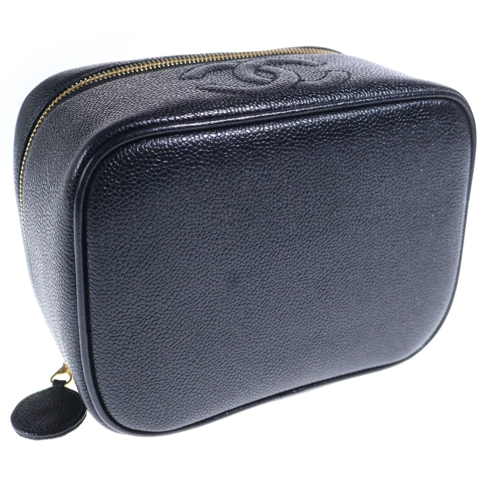 CHANEL(シャネル) バニティバッグ キャビアスキン レザー ハンドバッグ ゴールド金具 ブラック 3番台 レディース