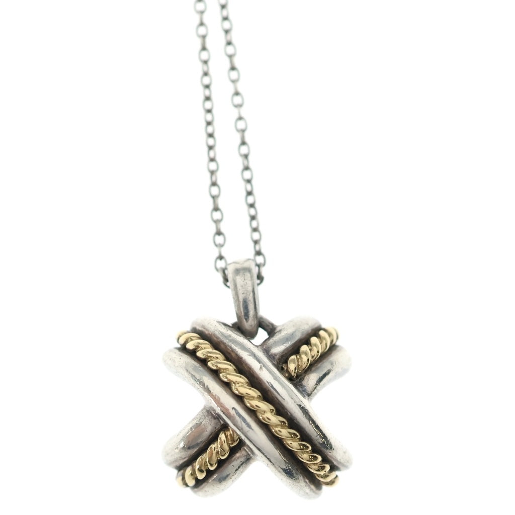 TIFFANY & Co.(ティファニー) シグネチャー クロス コンビ ネックレス K18YG シルバー/ゴールド レディース
