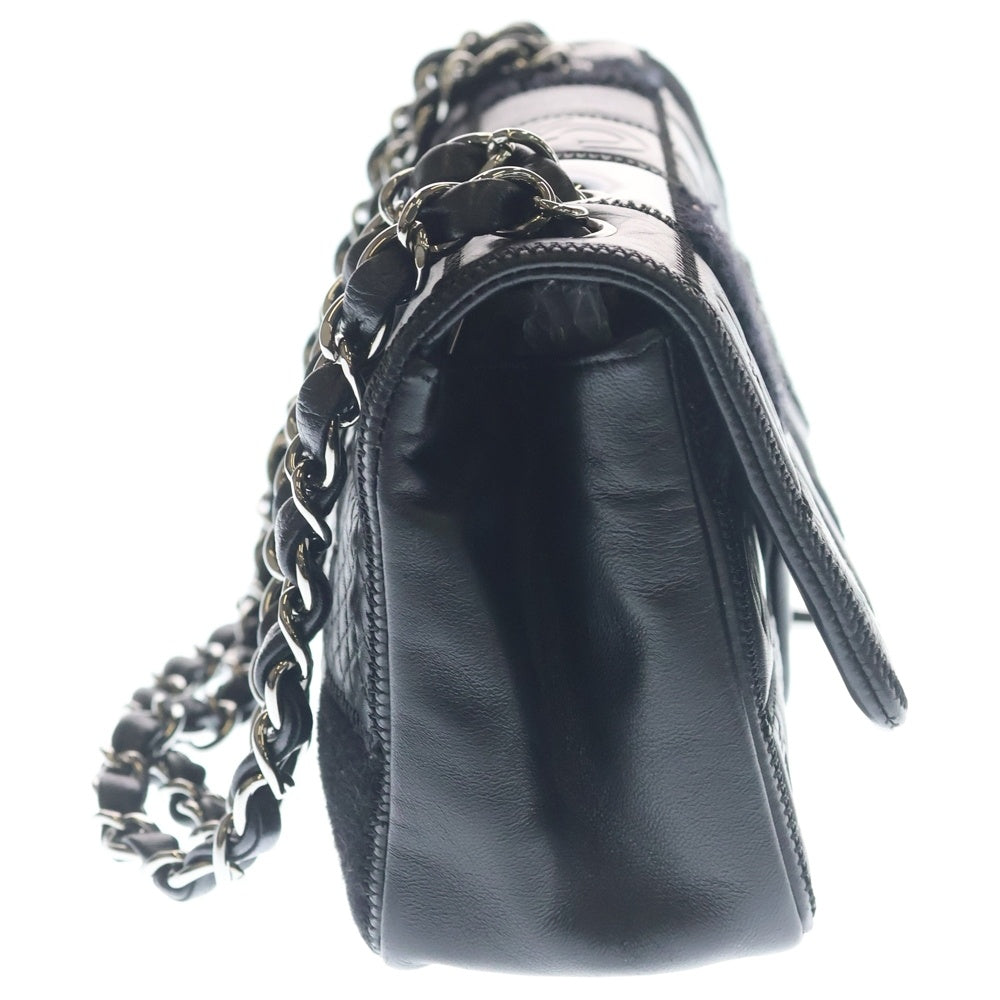 CHANEL(シャネル) アイコン Sフラップ Wチェーンショルダーバッグ ハンドバッグ ブラック シルバー金具 レディース