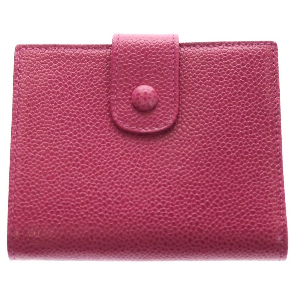 CHANEL(シャネル) ココマーク キャビアスキン レザー コンパクトウォレット 二つ折り財布 ピンク 3番台 レディース