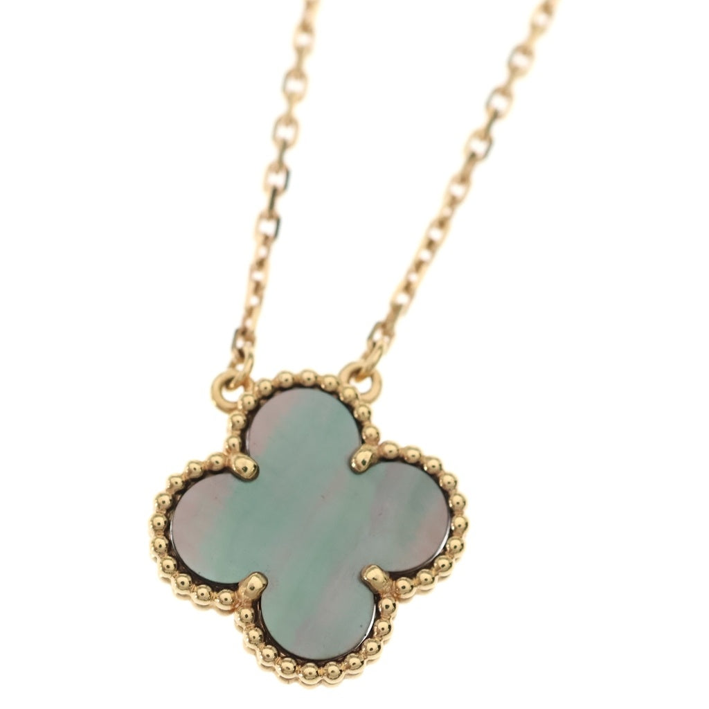 Van Cleef & Arpels(ヴァンクリーフアンドアーペル) アルハンブラ グレーマザーオブパール ネックレス ペンダント チェーン グレー×ピンクゴールド Au750PG 5.1g レディース