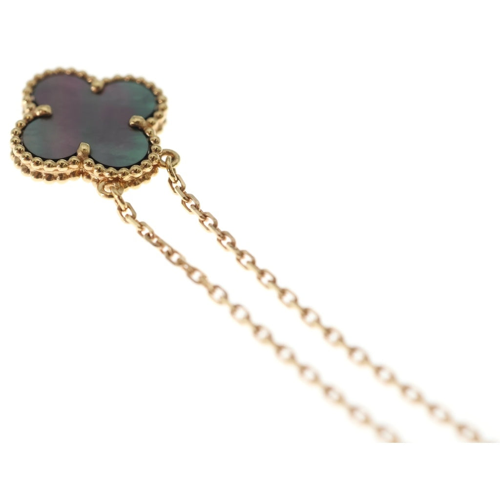 Van Cleef & Arpels(ヴァンクリーフアンドアーペル) アルハンブラ グレーマザーオブパール ネックレス ペンダント チェーン グレー×ピンクゴールド Au750PG 5.1g レディース