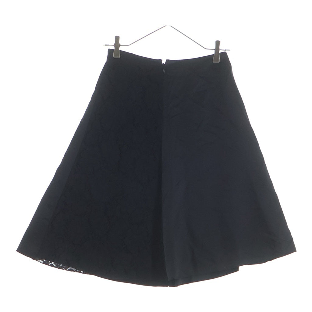 PRADA(プラダ) レース ベロア切り替え ミディアムスカート ブラック レディース P155H