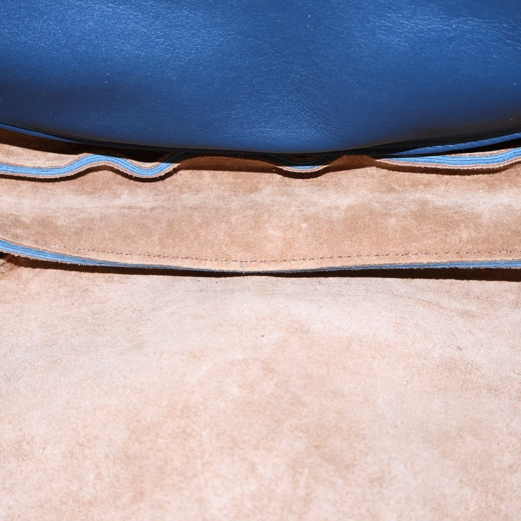 LOEWE(ロエベ) フォーチュン ホーボー 2WAYバッグ ハンドバッグ トートバッグ ショルダーバッグ ブルー レザー シルバー金具 レディース