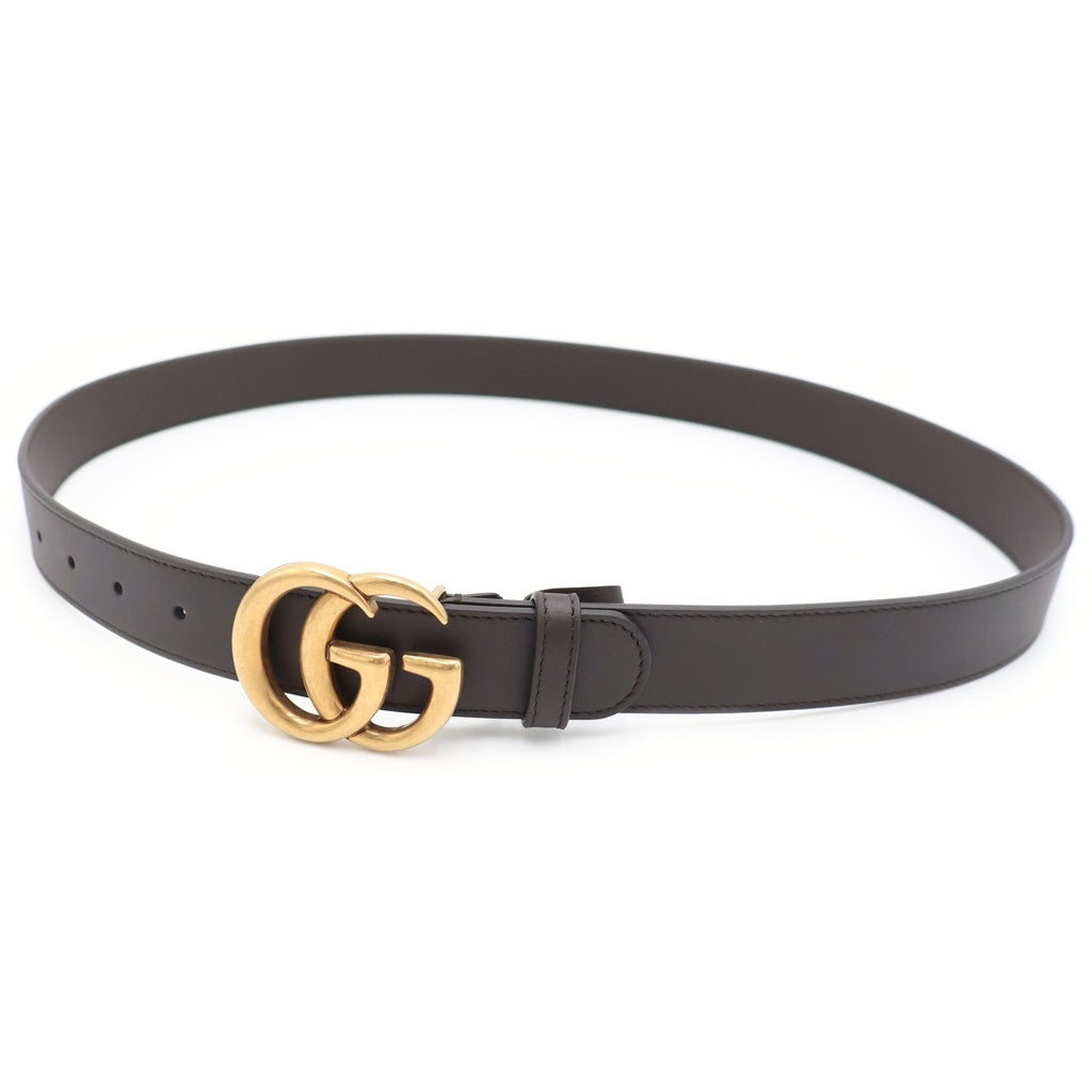 GUCCI(グッチ) ダブルG ロゴバックル レザーベルト ゴールド金具 ブラウン 414516 AP00T