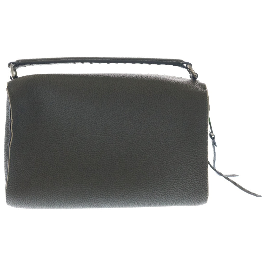 FENDI(フェンディ) セレリア レイ ショルダーバッグ ハンドバッグ グレー レザー シルバー金具 レディース