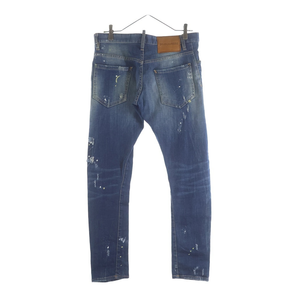 DSQUARED2(ディースクエアード) 17SS SEXY TWIST JEAN セクシーツイストジーン ダメージデニムパンツ レザーロゴ 46 S74LB0082