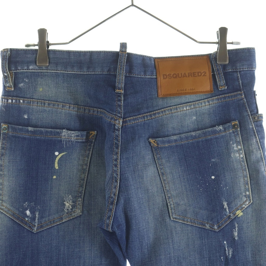 DSQUARED2(ディースクエアード) 17SS SEXY TWIST JEAN セクシーツイストジーン ダメージデニムパンツ レザーロゴ 46 S74LB0082