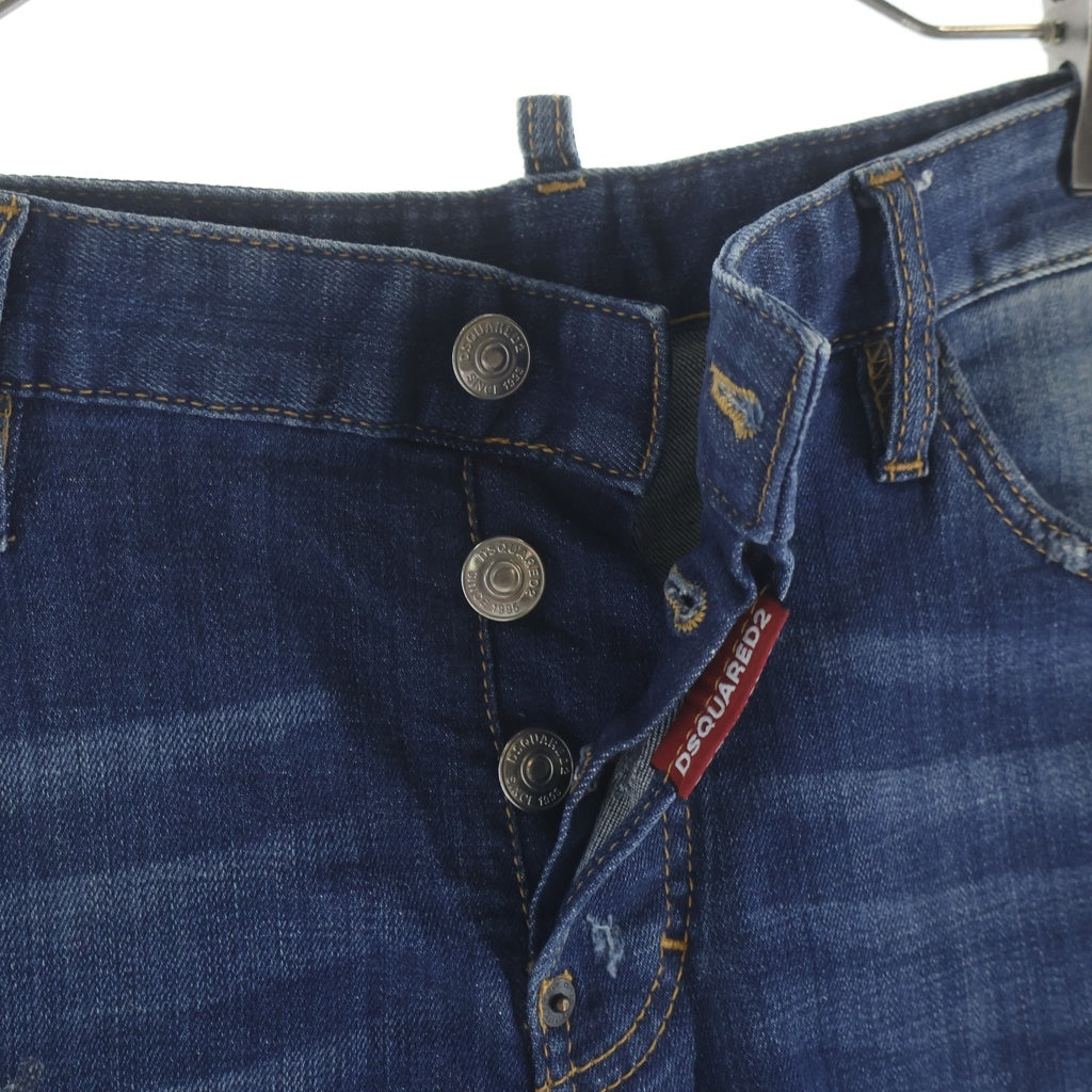 DSQUARED2(ディースクエアード) 17SS SEXY TWIST JEAN セクシーツイストジーン ダメージデニムパンツ レザーロゴ 46 S74LB0082