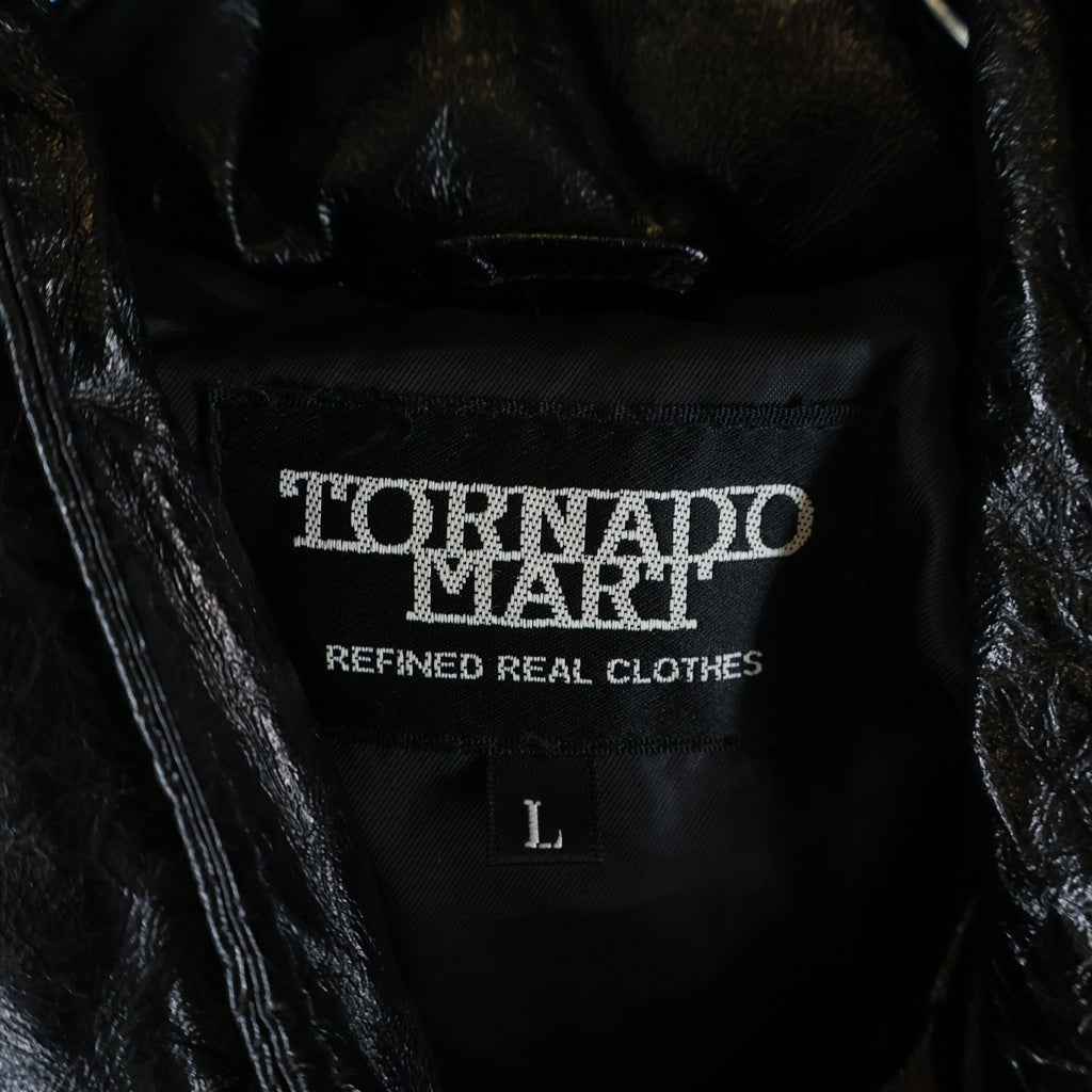 TORNADO MART(トルネードマート) スエードコンビレザー ファーフーデッド ダウンジャケット ブラック