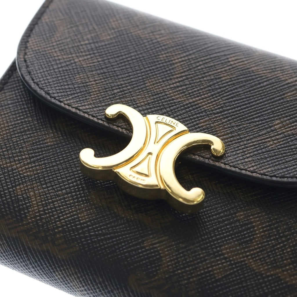 CELINE(セリーヌ) トリオンフ キャンバス ウォレット スモールフラップ 三つ折り財布 折り畳み財布 ブラウン W A1 2272 レディース