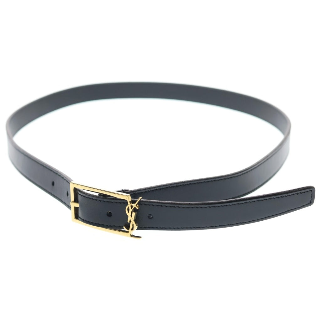 SAINT LAURENT PARIS(サンローランパリ) カサンドラ ロゴモチーフ レザー ゴールド金具 ベルト 711790 ブラック レディース