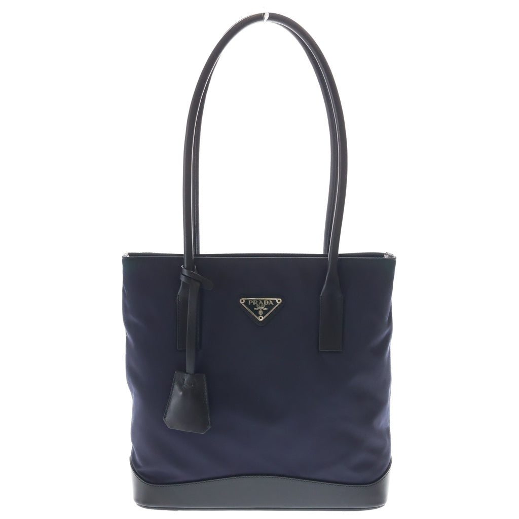 PRADA(プラダ) ミニトートバッグ ハンドバッグ ネイビー ナイロン/レザー トラインアングルロゴ B10812 レディース