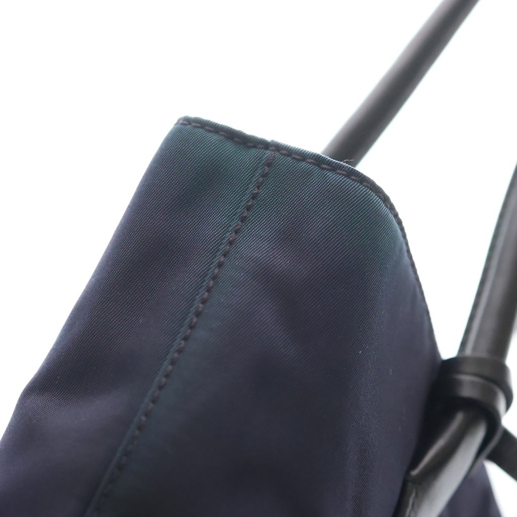 PRADA(プラダ) ミニトートバッグ ハンドバッグ ネイビー ナイロン/レザー トラインアングルロゴ B10812 レディース