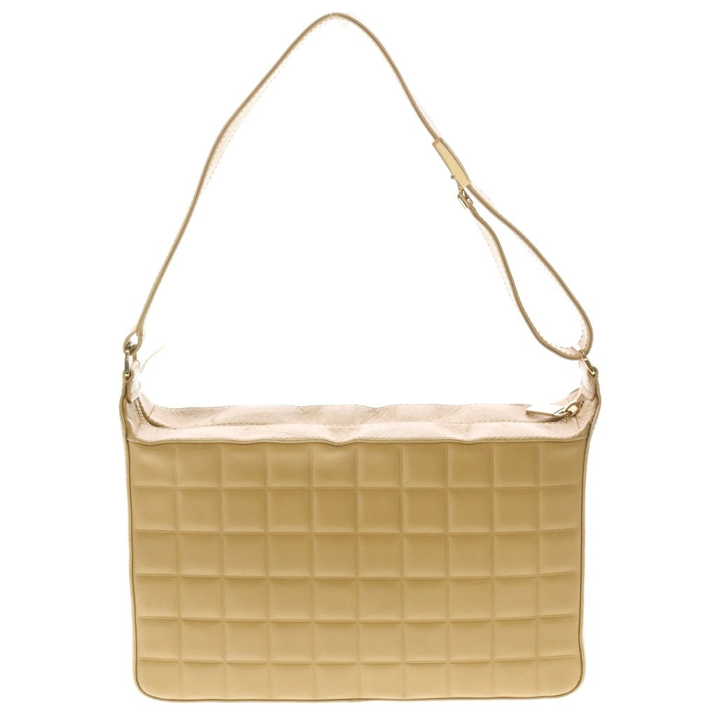 CHANEL(シャネル) チョコバー ハンドバッグ ワンショルダーバッグ ベージュ レザー ゴールド金具 レディース