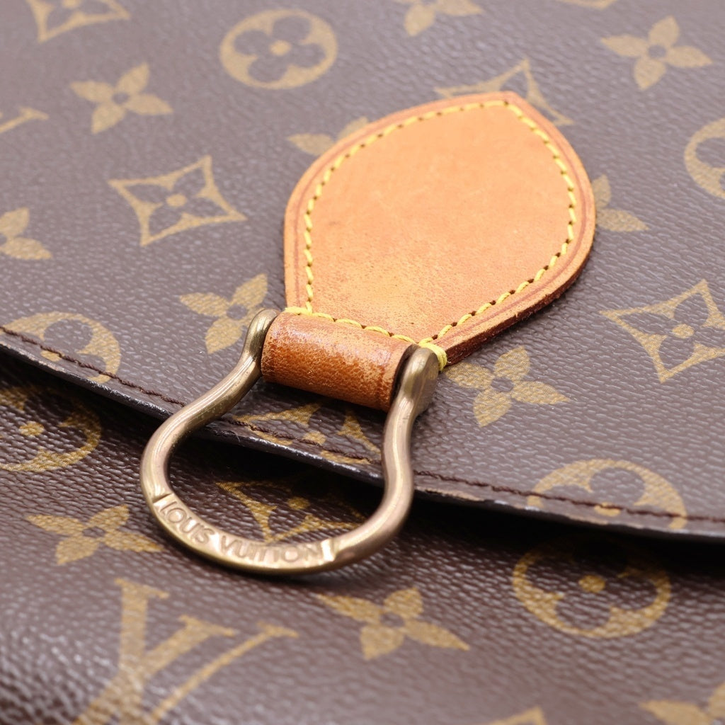 LOUIS VUITTON(ルイヴィトン) モノグラム サンクルーGM ショルダーバッグ ブラウン レザー×PVC M51242 ゴールド金具 レディース