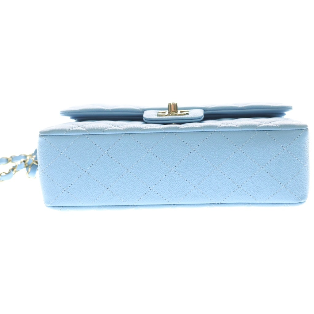 CHANEL(シャネル) マトラッセ23 Wフラップ Wチェーンショルダーバッグ ライトブルー キャビアスキン A01113 ゴールド金具 レディース