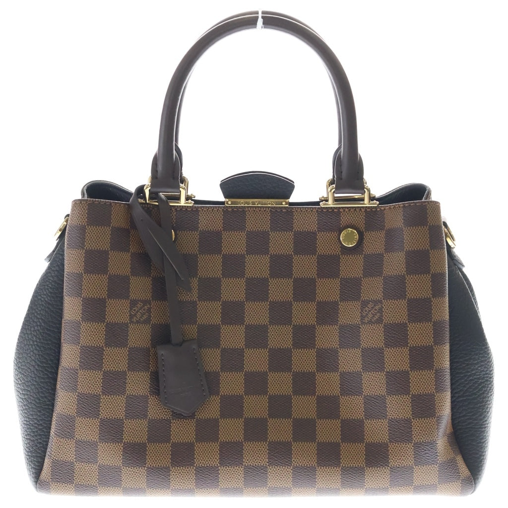 LOUIS VUITTON(ルイヴィトン) ダミエ ブリタニー 2WAYハンドバッグ ショルダーバッグ ブラウン×ブラック ノワール レザー×PVC N41673 ゴールド金具 レディース