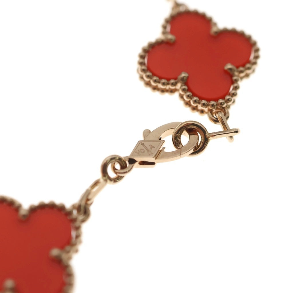 Van Cleef & Arpels(ヴァンクリーフアンドアーペル) ヴィンテージアルハンブラ ブレスレット 5モチーフ K18PG ピンクゴールド ギョーシェ カーネリアン VCARP7RP00 レディース