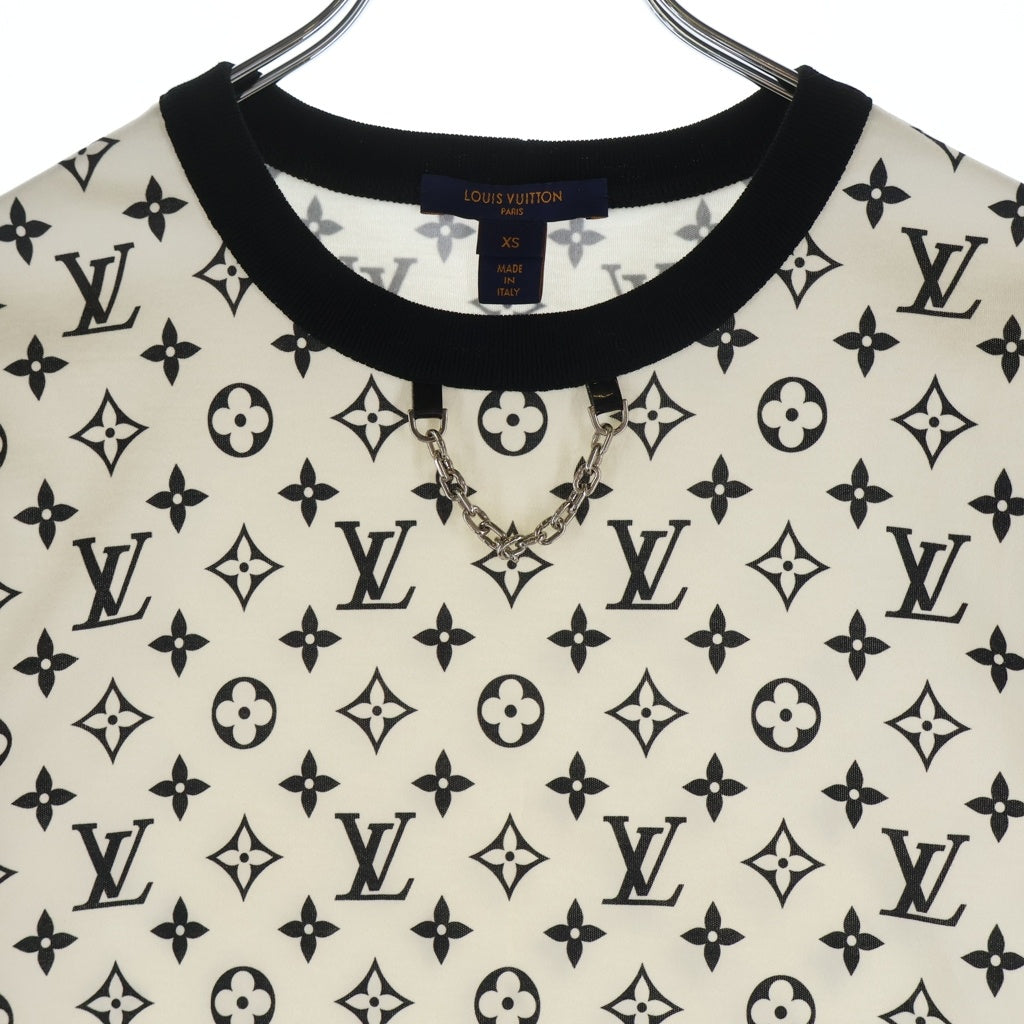 LOUIS VUITTON(ルイヴィトン) ミックスモノグラムチェーンTシャツ クルーネック半袖Tシャツ アイボリー×ブラック #XS RW212W レディース