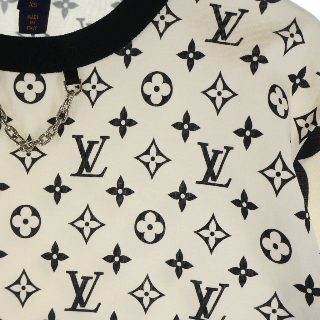 LOUIS VUITTON(ルイヴィトン) ミックスモノグラムチェーンTシャツ クルーネック半袖Tシャツ アイボリー×ブラック #XS RW212W レディース