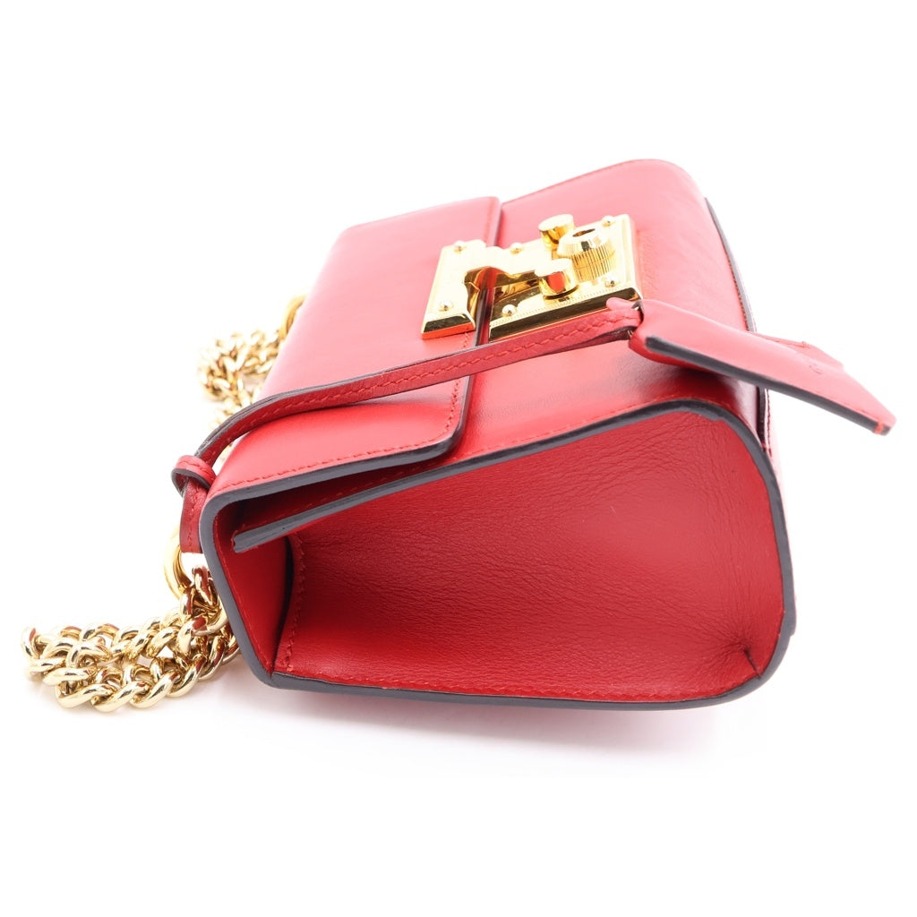 GUCCI(グッチ) パドロック ショルダーバッグ チェーンバッグ レッド レザー 409487 ゴールド金具 レディース