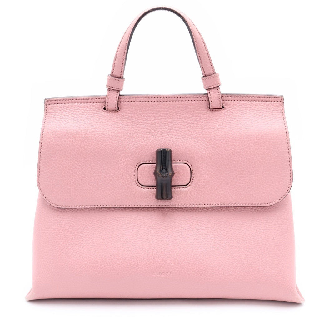 GUCCI(グッチ) バンブー デイリー 2WAYショルダーバッグ ハンドバッグ ピンク レザー 392013 シルバー金具 レディース