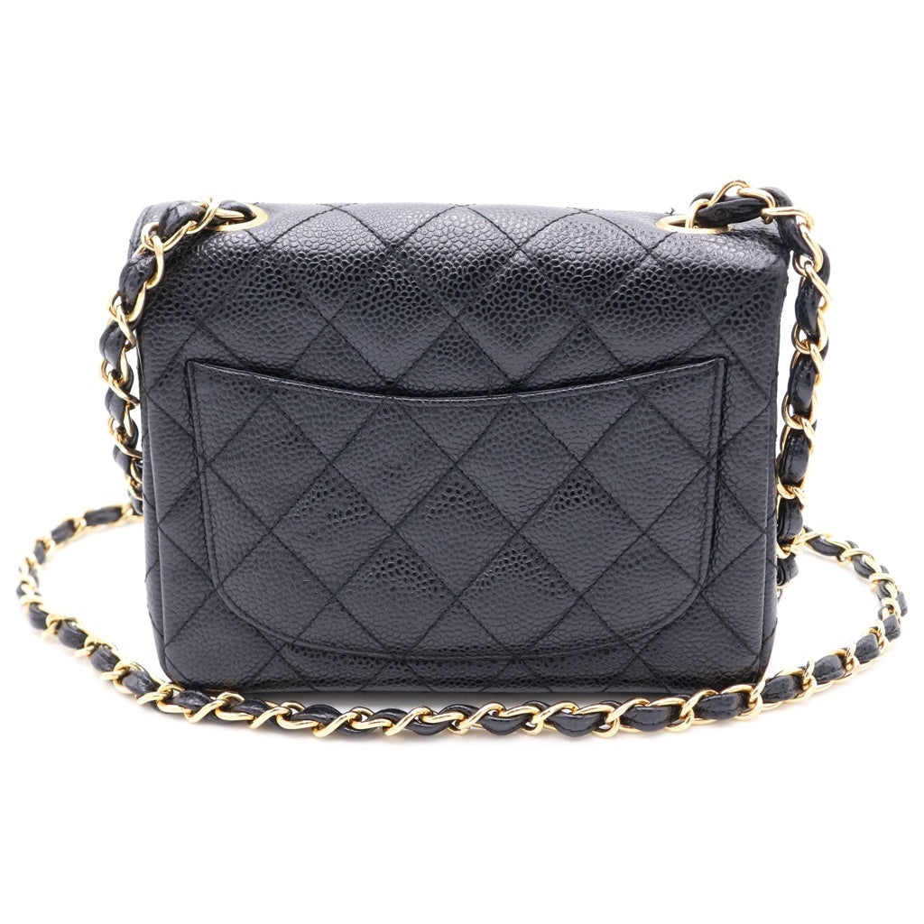 CHANEL(シャネル) ココマーク ミニ マトラッセ17 キャビアスキン ゴールド金具 チェーンショルダーバッグ ブラック A35200 レディース