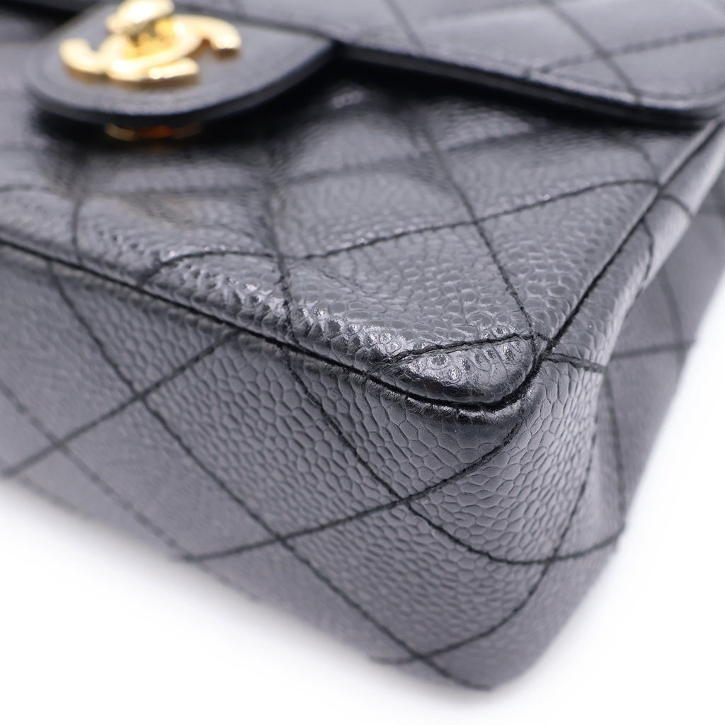 CHANEL(シャネル) ココマーク ミニ マトラッセ17 キャビアスキン ゴールド金具 チェーンショルダーバッグ ブラック A35200 レディース