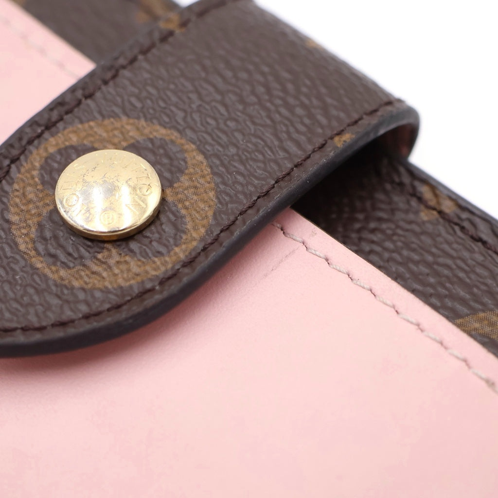 LOUIS VUITTON(ルイヴィトン) モノグラム ポルトフォイユ・ジュリエット PVC レザー コンパクトウォレット 二つ折り財布 ICタイプ ブラウン/ローズバレリーヌ M80973 レディース