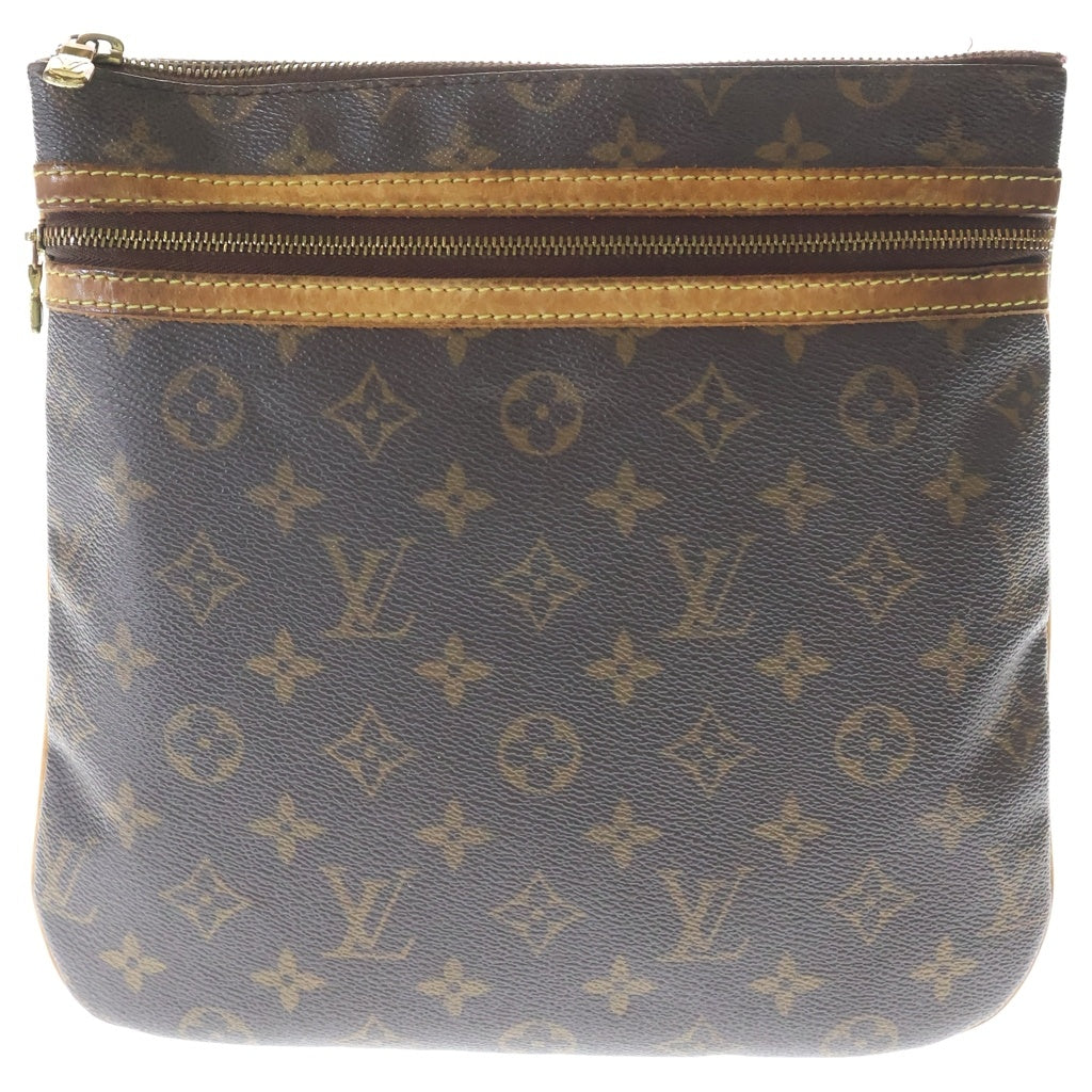LOUIS VUITTON(ルイヴィトン) モノグラム ポシェットボスフォール ショルダーバッグ ブラウン レザー×PVC M40044 ゴールド金具 レディース