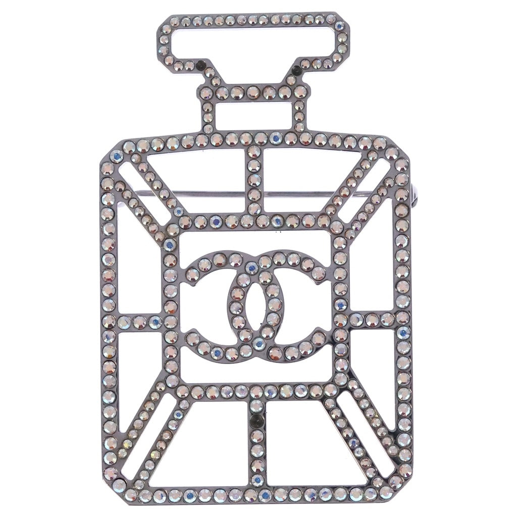 CHANEL(シャネル) 香水ボトルモチーフ ラインストーンブローチ ピンバッジ ピンク×シルバー レディース