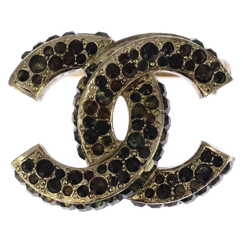 CHANEL(シャネル) 1ココマーク ラインストーンブローチ ピンバッジ ゴールド×ブラック レディース
