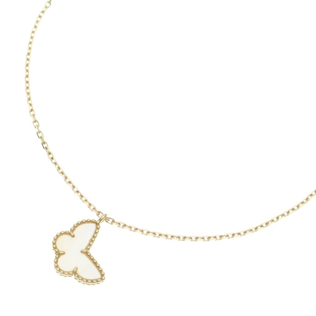 Van Cleef & Arpels(ヴァンクリーフアンドアーペル) スウィートパピヨン マザーオブパール ネックレス ペンダント チェーン ホワイト×イエローゴールド Au750YG VCARF69300 レディース